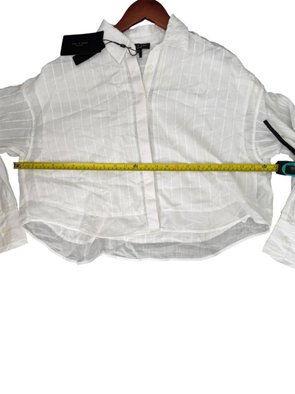 NWT rag & bone White Marin Long-Sleeve Combo Shirt-S- MSRP $278 - Picture 16 of 16